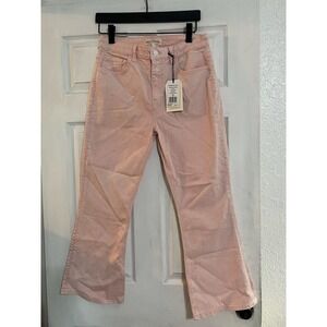 Current/Elliott The Boulevard Mid Rise Crop Boot Jeans Cotton Candy Pink